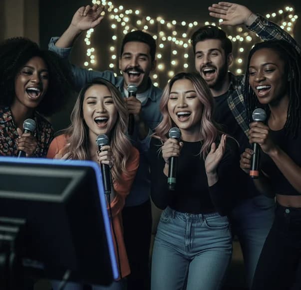 Group karaoke session